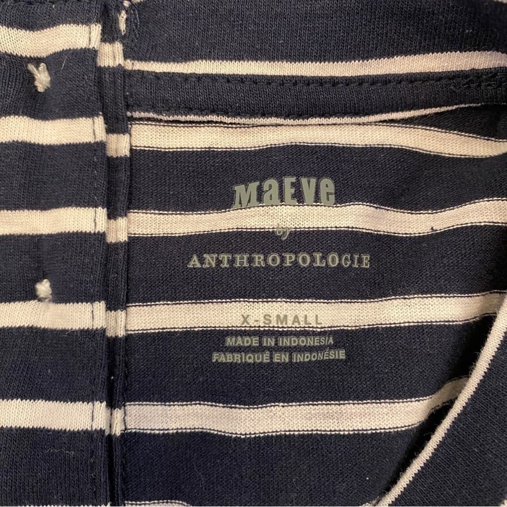 New Maeve by Anthropologie Navy Blue & White Striped Top Size XS - Thumbnail 4