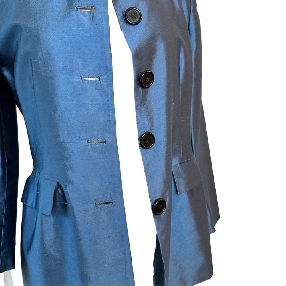 Ralph Lauren Collection Purple Label Size 6 Blue Blazer Lightweight Vintage Silk - Thumbnail 2