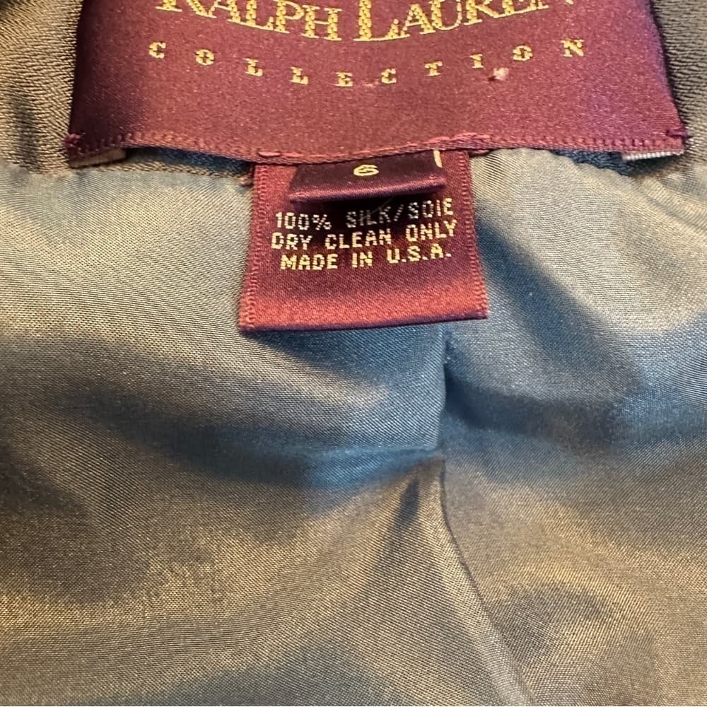 Ralph Lauren Collection Purple Label Size 6 Blue Blazer Lightweight Vintage Silk - Thumbnail 5