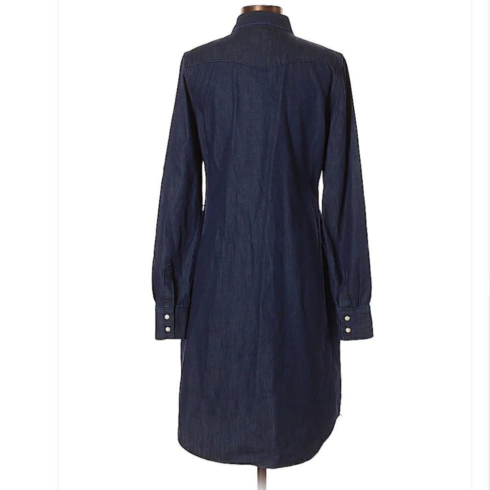 GAP Chambray Long Sleeve Pearl Snap Casual Dress Size S (Tall) - Thumbnail 2