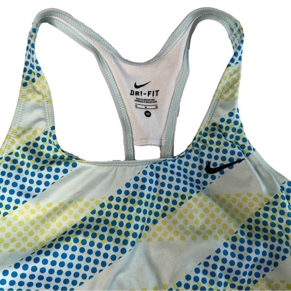 NIKE Dri-Fit Racerback Polka Dot Tank Top with Built in Bra Size M Green / Blue - Thumbnail 2