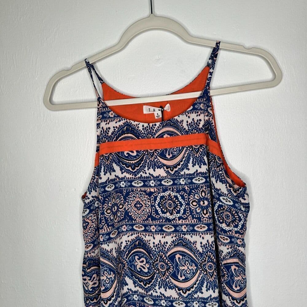 THML Womens Shift Dress Sleeveless Batik Lined Lightweight Orange Blue Size S - Thumbnail 3