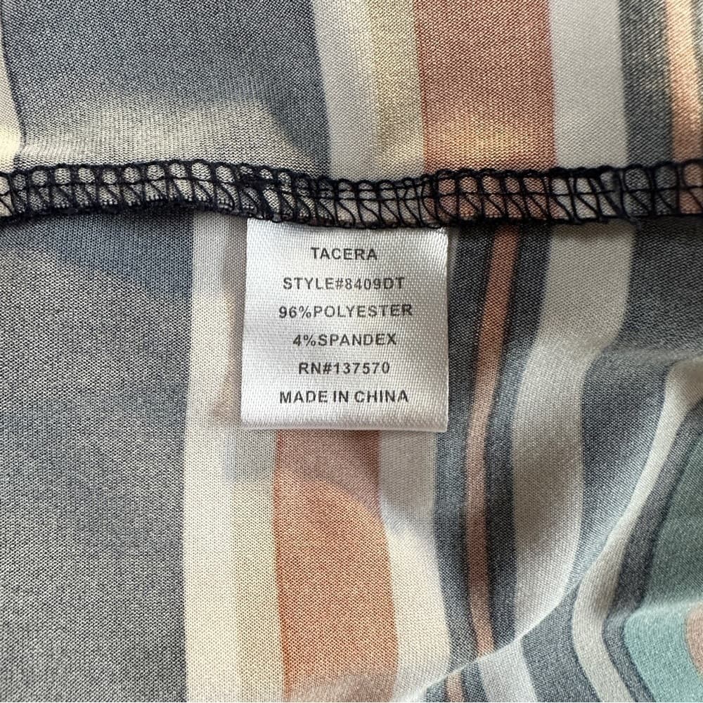 Tacera Size M Striped 3/4 Sleeve V-Neck Dress - Thumbnail 5