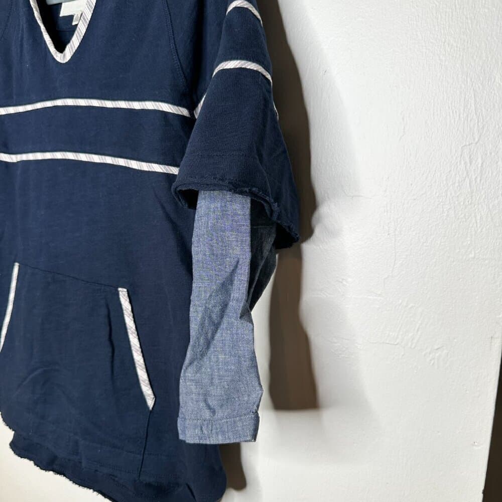 Grey State Navy Blue & Chambray Pullover Hoodie Size 0 - Thumbnail 2