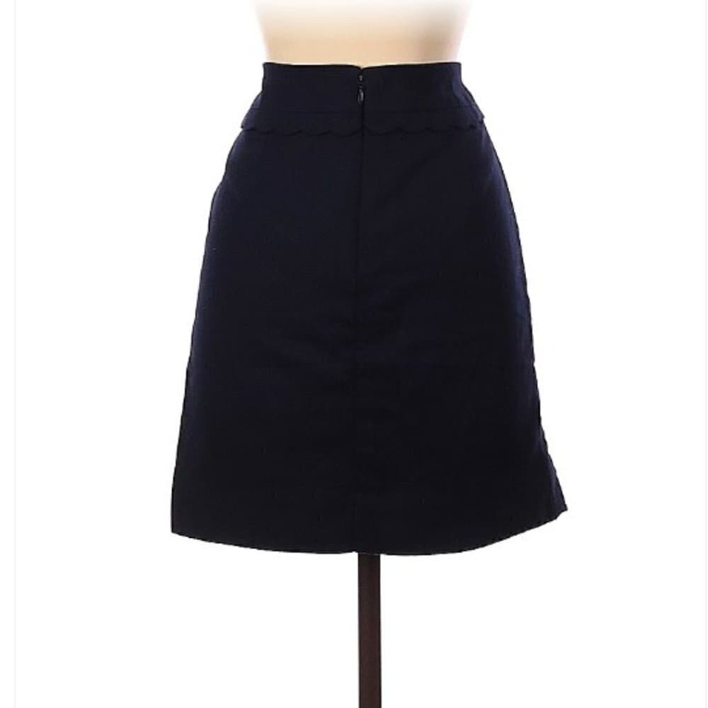 J.CREW Navy Blue Preppy Warm Wool Scallop Trim Mini Skirt Size 2 - Thumbnail 3