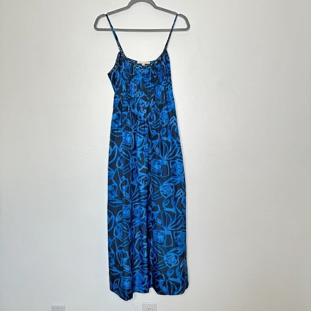 Rebecca Taylor Paris Hilton Coachella Silk Maxi Blue & Gray Dress Size 10 - Thumbnail 3