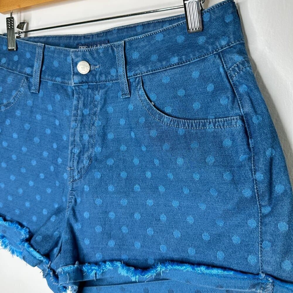 GUESS Blue Denim Pola-Dots SHORTS SIZE 31 MSRP $79.00 - Thumbnail 2