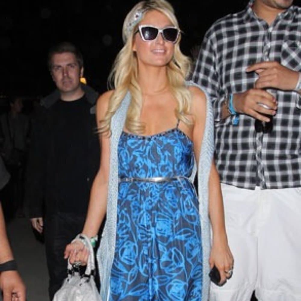 Rebecca Taylor Paris Hilton Coachella Silk Maxi Blue & Gray Dress Size 10 - Thumbnail 2