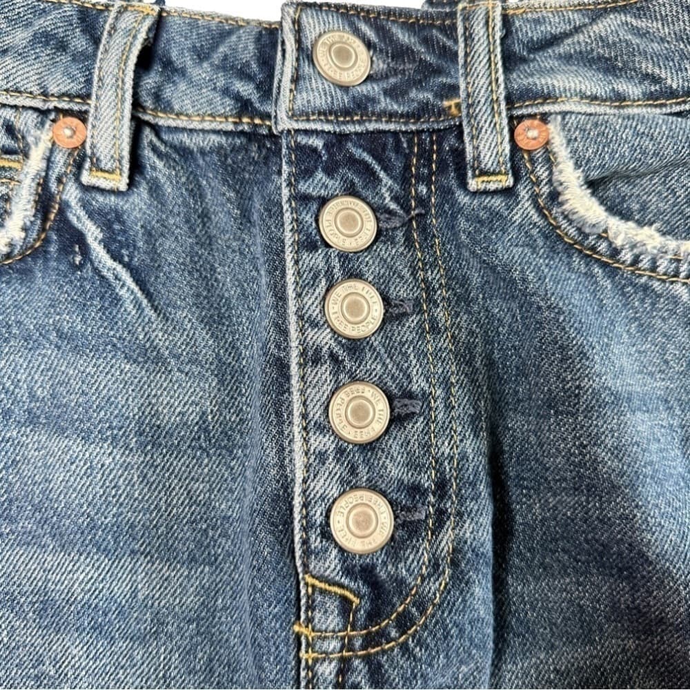 FREE People We the Free From Revolve Button Up Distressed Jean Skirt Size 26 - Thumbnail 5