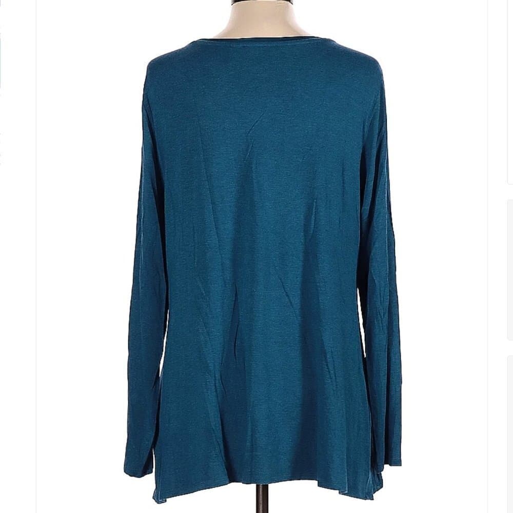 H By Halston Blue Long Sleeve Super Soft T-Shirt Size L - Thumbnail 2