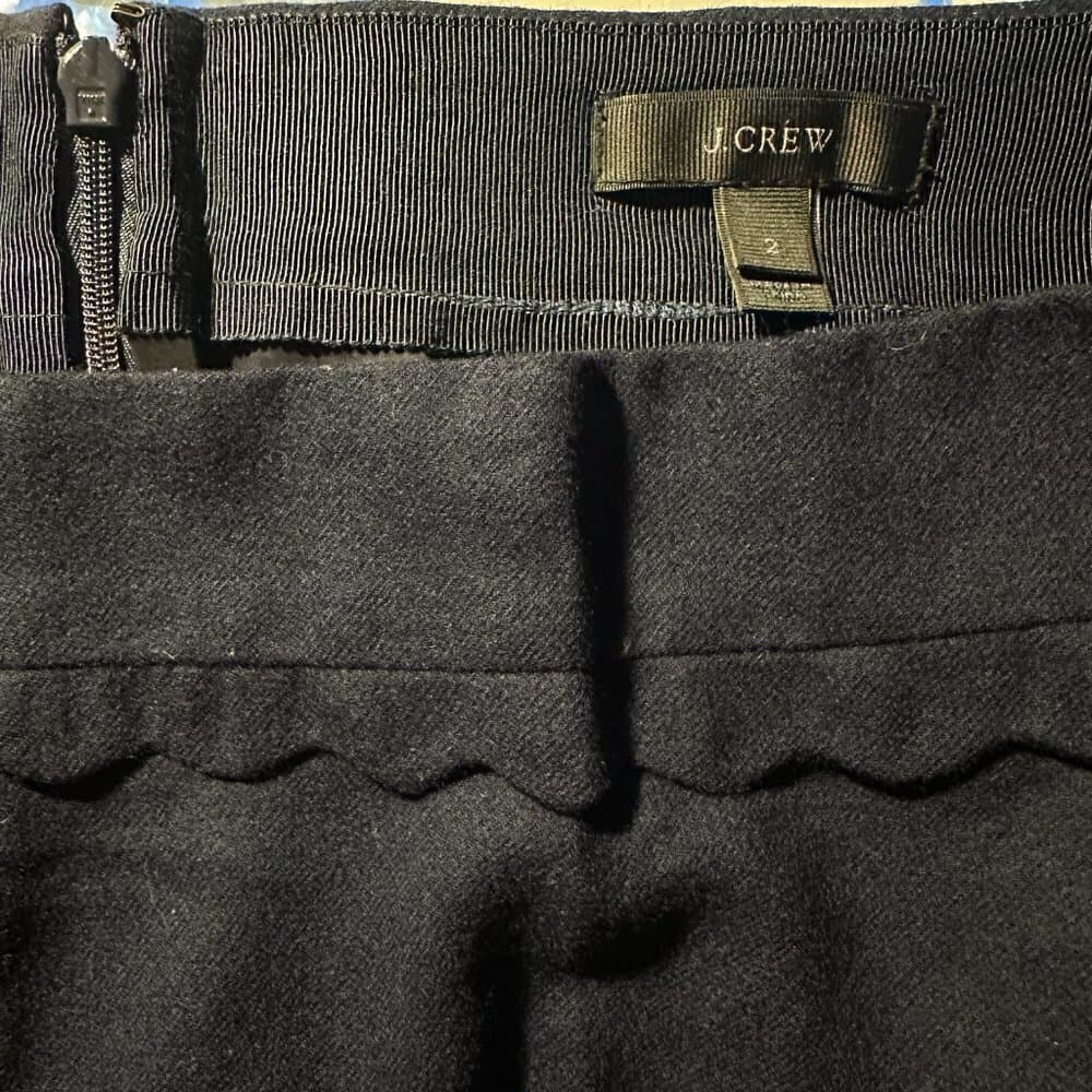 J.CREW Navy Blue Preppy Warm Wool Scallop Trim Mini Skirt Size 2 - Thumbnail 4