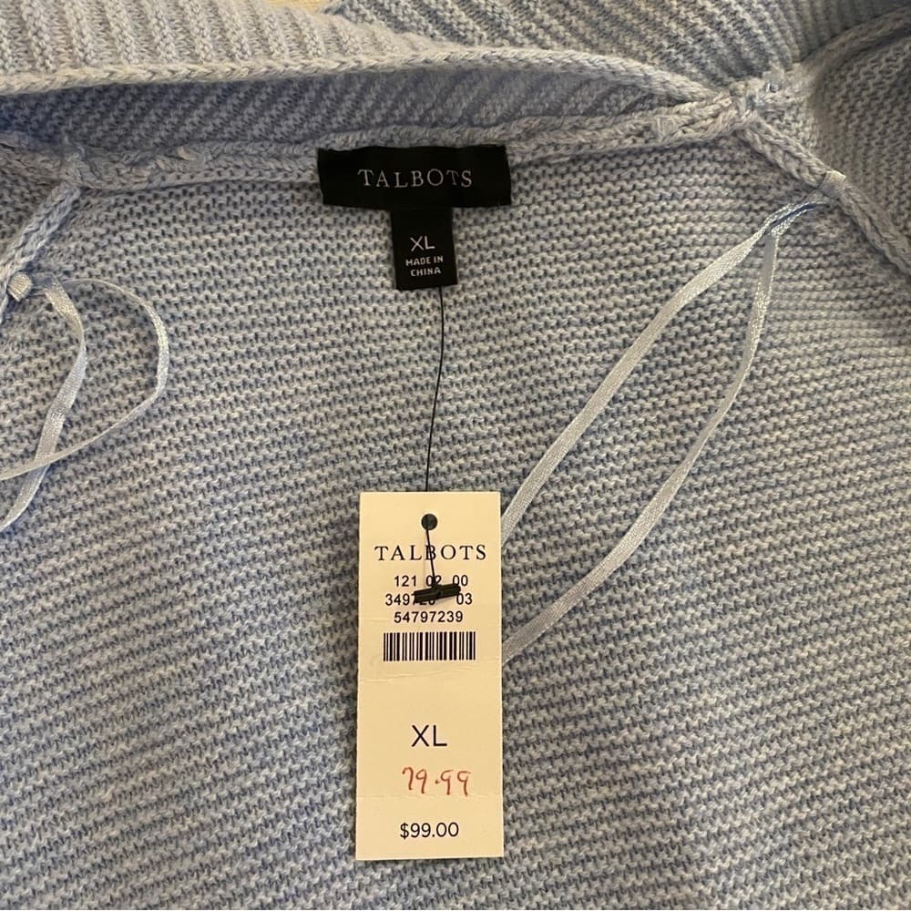 New Talbots Blue Long Open Cardigan with Pockets - Thumbnail 3