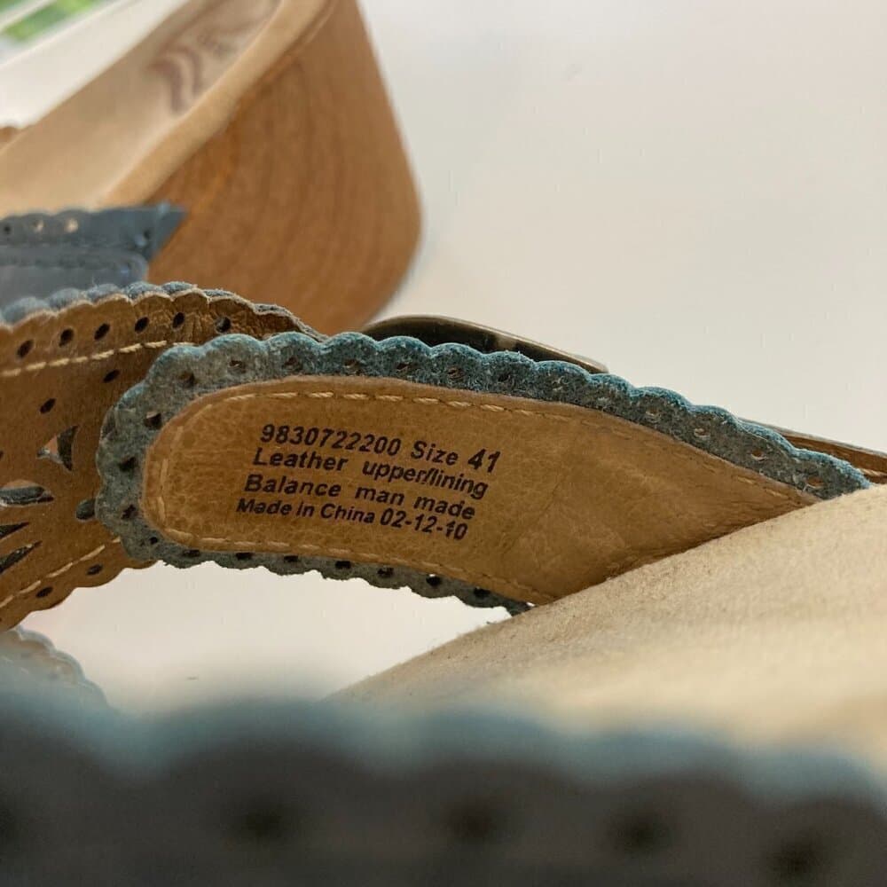 Dansko Sapphire Blue Leather Laser Cutout Buckle Slip on Sandals, Wooden Size 41 - Thumbnail 6