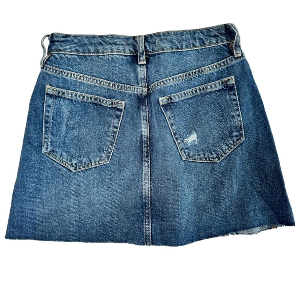 FREE People We the Free From Revolve Button Up Distressed Jean Skirt Size 26 - Thumbnail 6