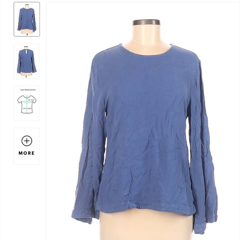 Cloth & Stone Long Sleeve Blue Cottage Core Coastal Top Size M