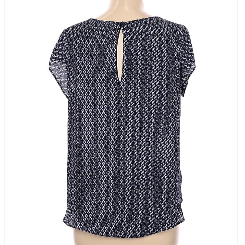 PREMISE Studio Short Sleeve Navy & White Blouse Size L - Thumbnail 2