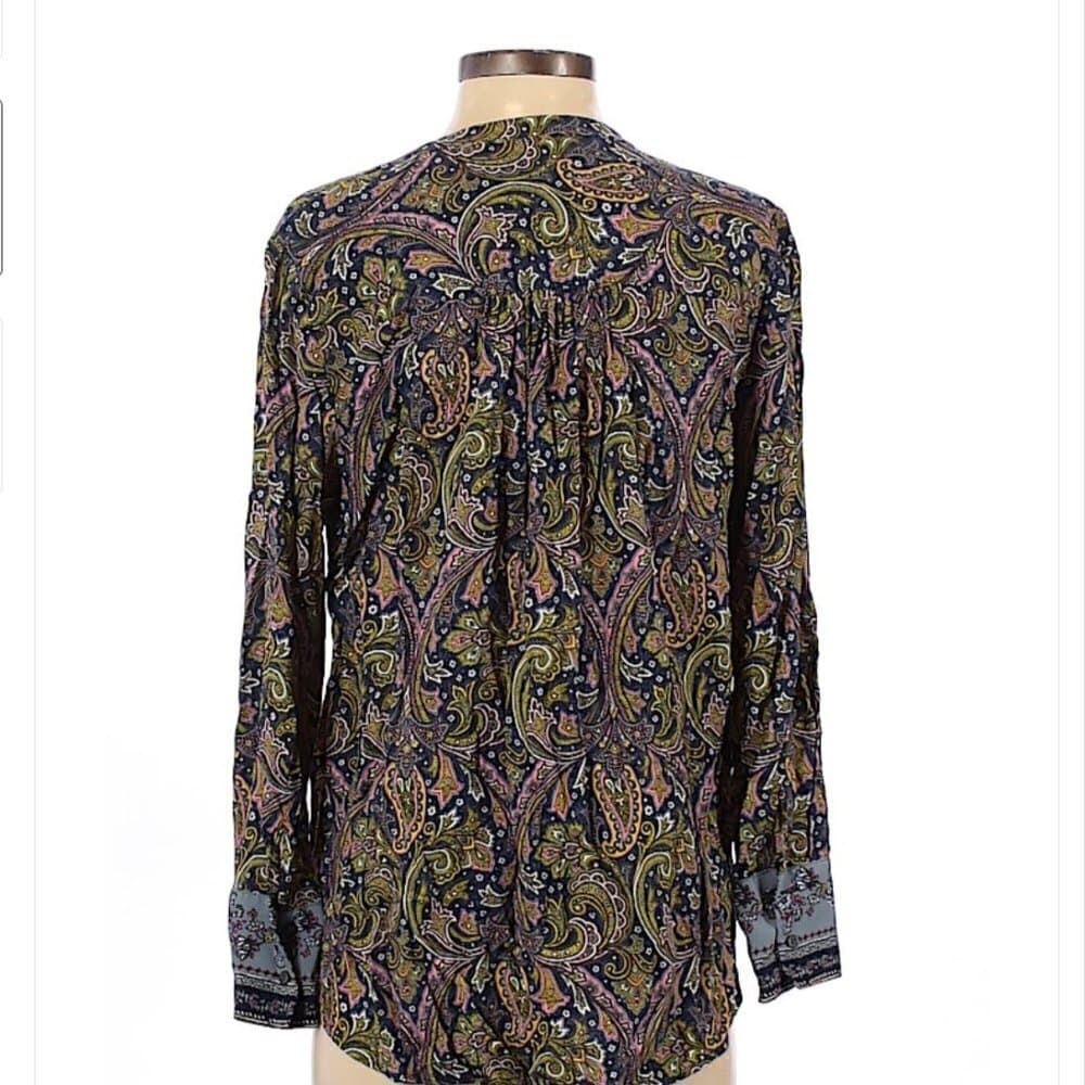 Ann Taylor LOFT Long Sleeve Paisley Print Blouse Size S (Petite) - Thumbnail 2