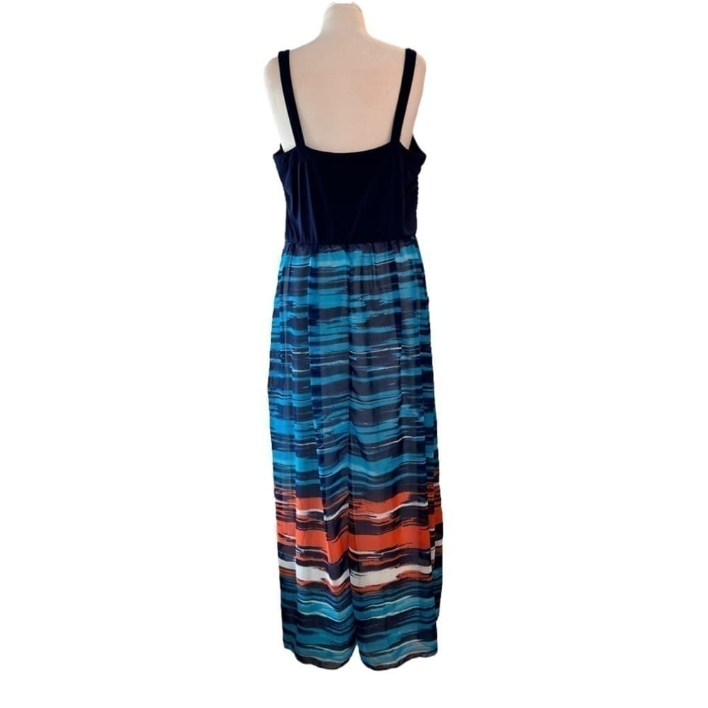 BETHANY Size XL Sleeveless Dress Blue Beachy Coastal Maxi - Thumbnail 3