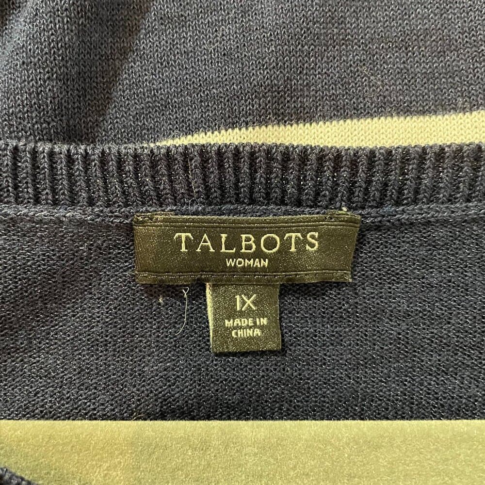 TALBOTS Striped Short Sleeves Top Blouse Tee Cotton Blend 1X - Thumbnail 3