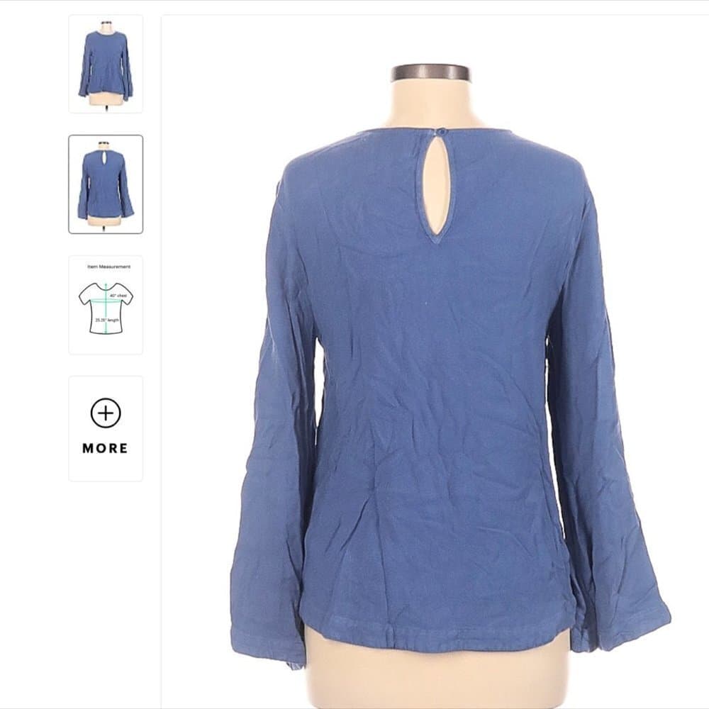 Cloth & Stone Long Sleeve Blue Cottage Core Coastal Top Size M - Thumbnail 2