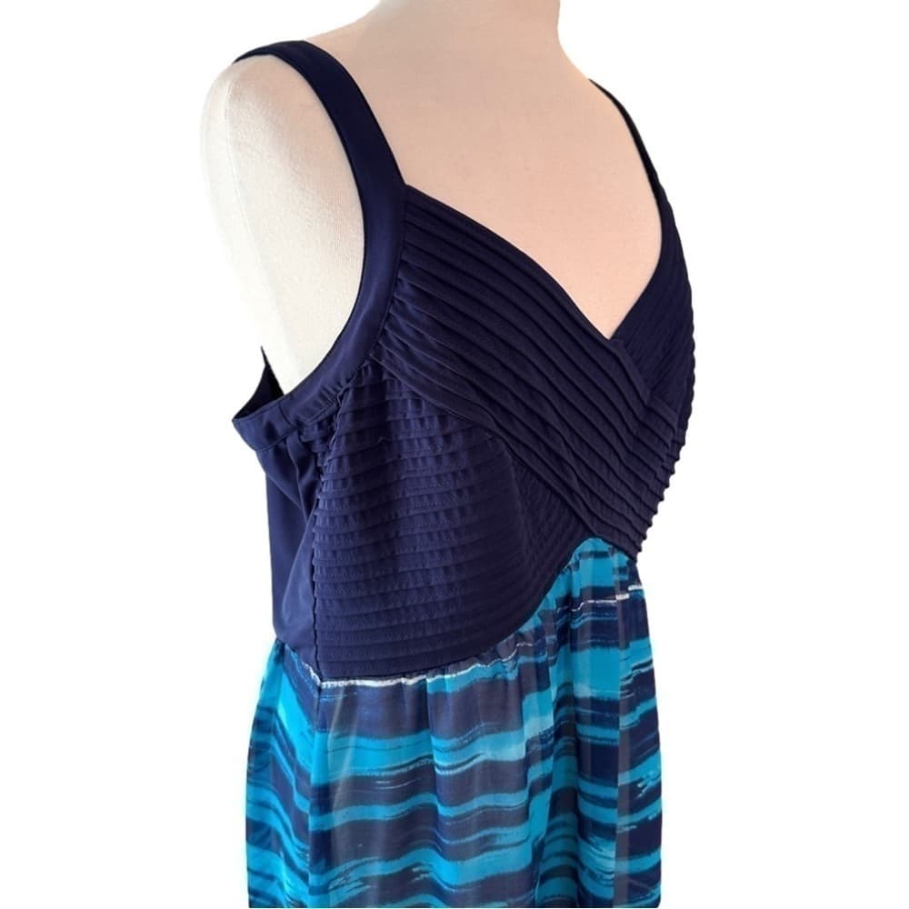 BETHANY Size XL Sleeveless Dress Blue Beachy Coastal Maxi - Thumbnail 2