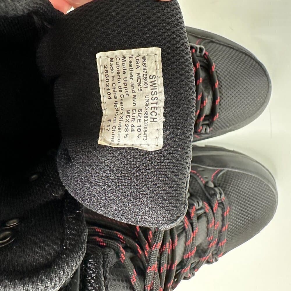 Swiss Tech Men’s Leather Hiker Boots Black Red Outdoor Size 10 NWOT - Thumbnail 5