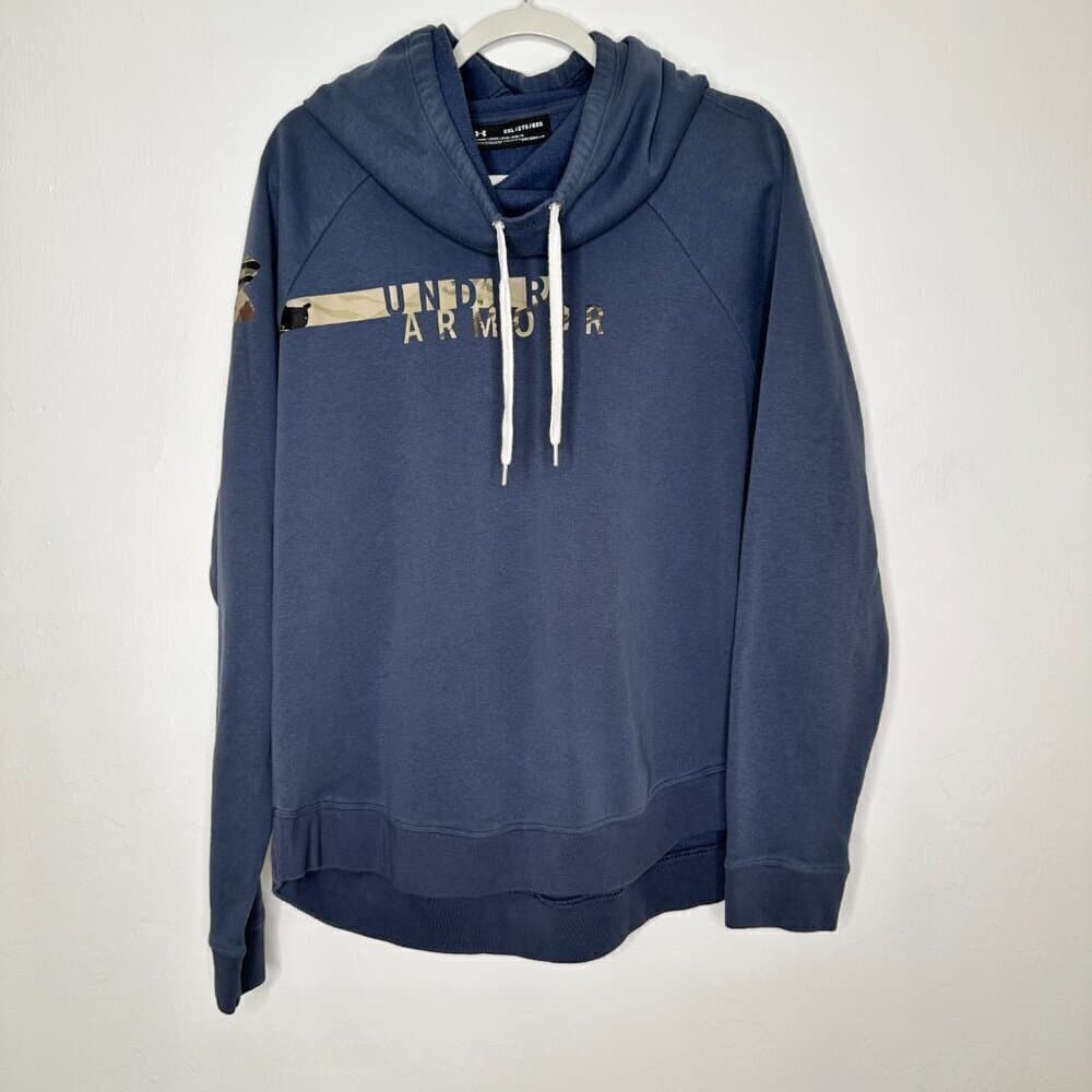 Under Armour - Womens Favorite Fleece Camo Logo Warmup Top Downpour Gray Size 2X - Thumbnail 3