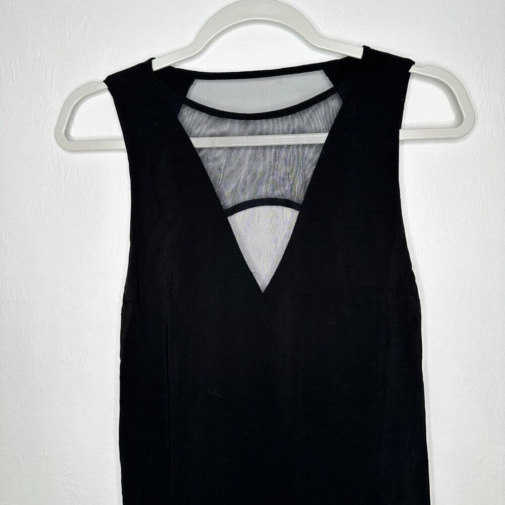 Silence + Noise - Black sleeveless RAYON shift dress MESH accents, size S - Thumbnail 5