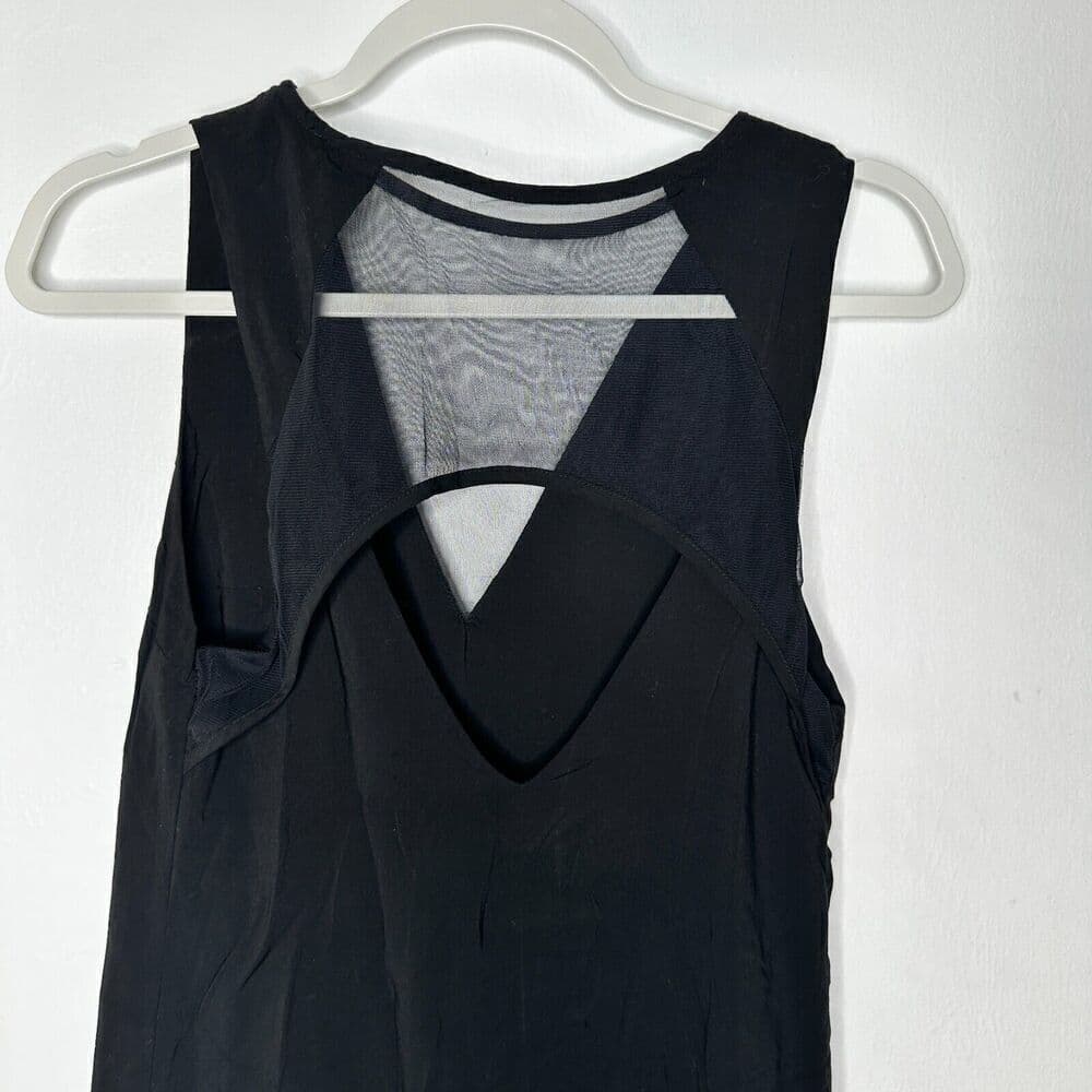 Silence + Noise - Black sleeveless RAYON shift dress MESH accents, size S - Thumbnail 7