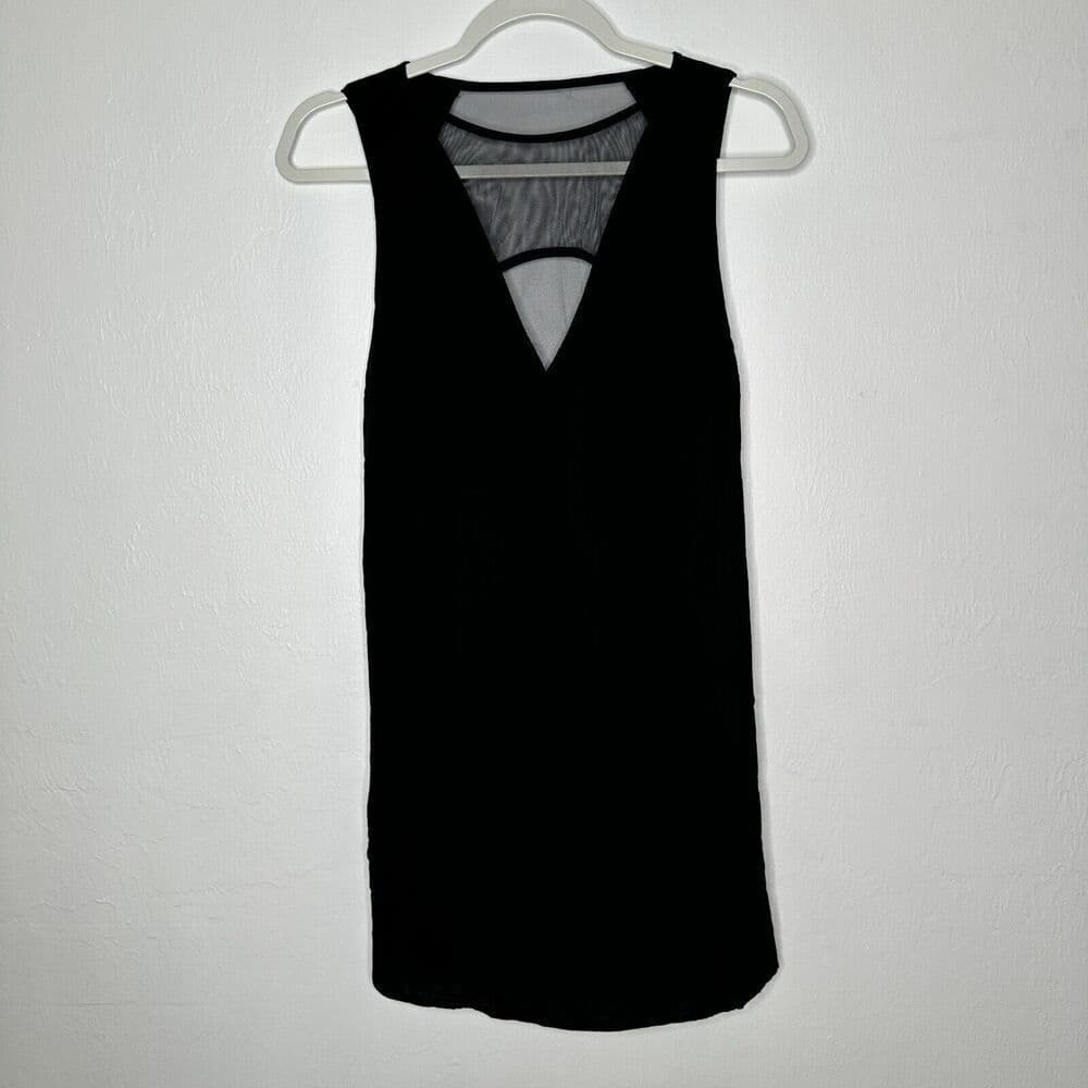 Silence + Noise - Black sleeveless RAYON shift dress MESH accents, size S - Thumbnail 4
