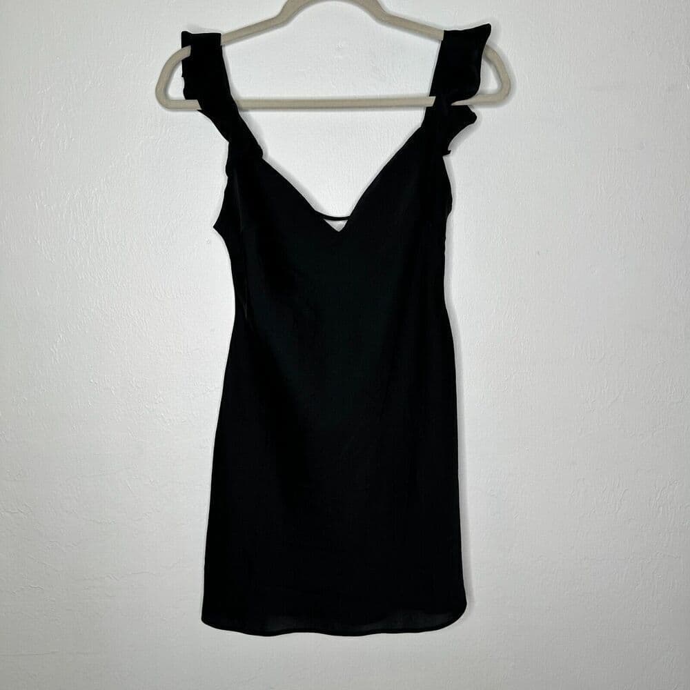 Free People What I Want Mini Slip Dress Small Black Flutter Sleeve Size XS - Thumbnail 3