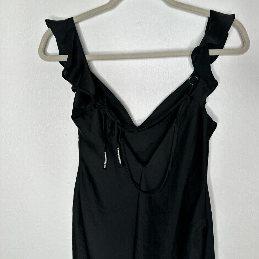 Free People What I Want Mini Slip Dress Small Black Flutter Sleeve Size XS - Thumbnail 6