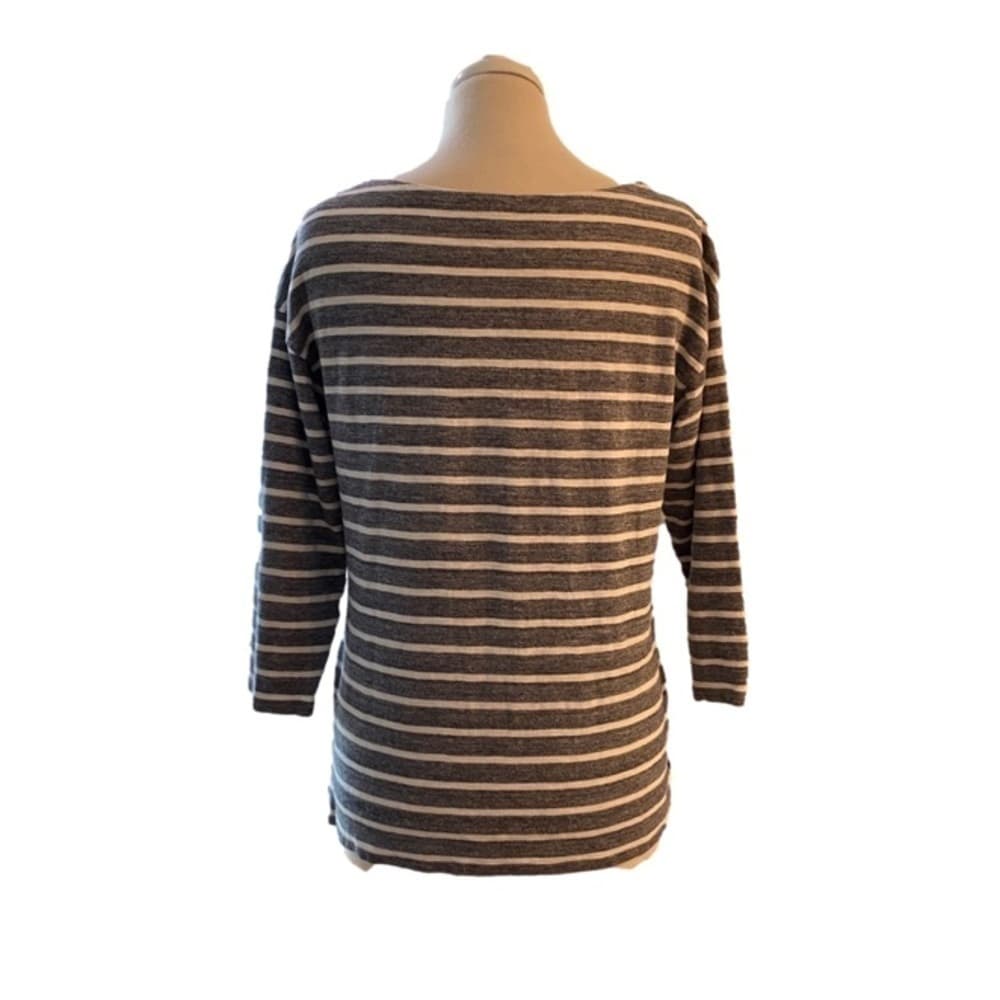 J. Crew Blue & White 3/4 Sleeve Top Side Zip Size S - Thumbnail 3