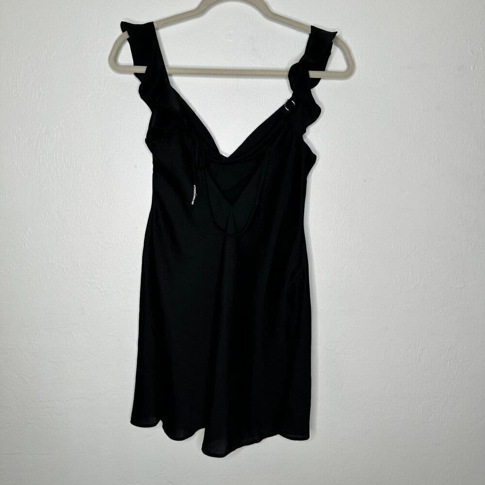 Free People What I Want Mini Slip Dress Small Black Flutter Sleeve Size XS - Thumbnail 5