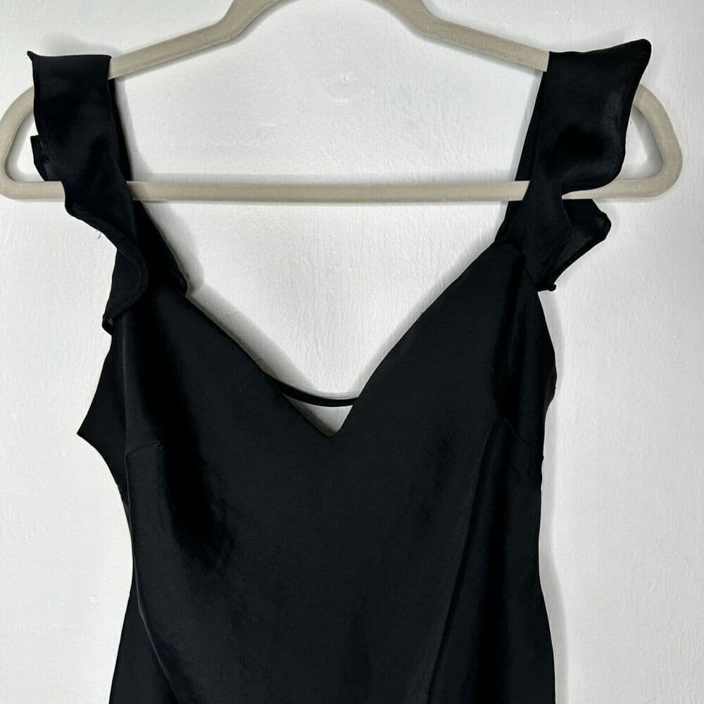Free People What I Want Mini Slip Dress Small Black Flutter Sleeve Size XS - Thumbnail 4