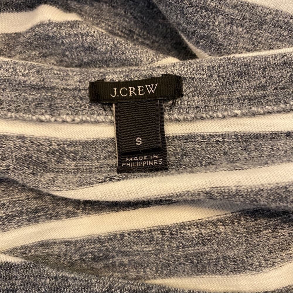 J. Crew Blue & White 3/4 Sleeve Top Side Zip Size S - Thumbnail 4