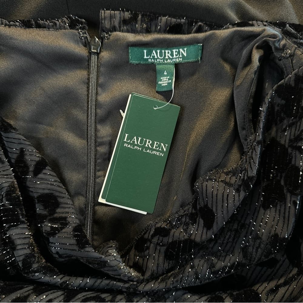 Lauren Ralph Lauren Size 4 Black Party Holiday Fancy Short Sleeve Dress NEW - Thumbnail 7