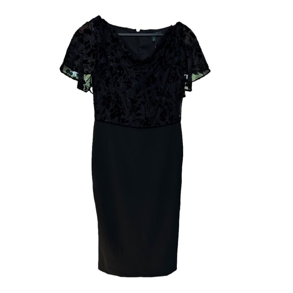Lauren Ralph Lauren Size 4 Black Party Holiday Fancy Short Sleeve Dress NEW - Thumbnail 2