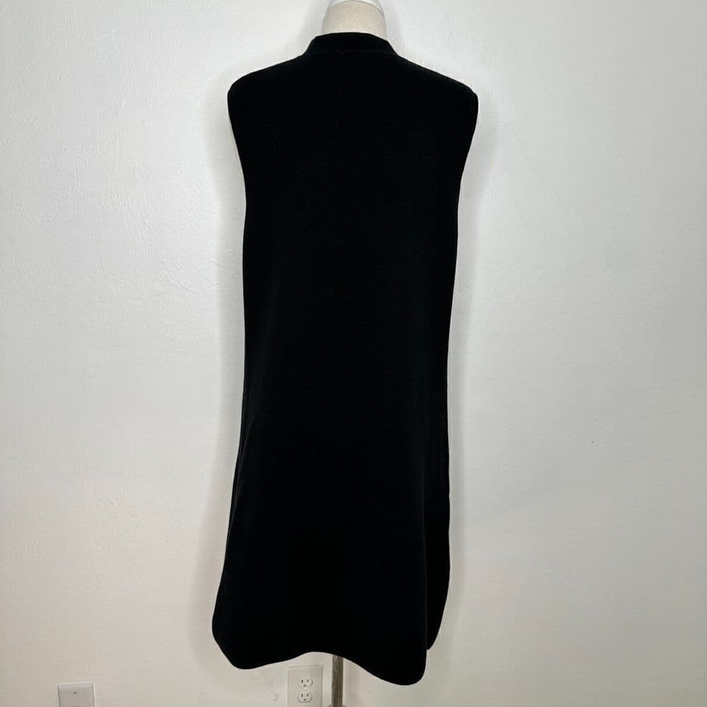Joan Vass Sleeveless Long Black Open Cardigan Size 2 (US 12/14) - Thumbnail 3