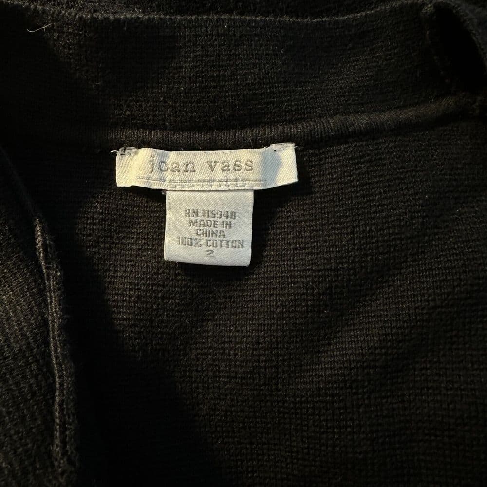 Joan Vass Sleeveless Long Black Open Cardigan Size 2 (US 12/14) - Thumbnail 4