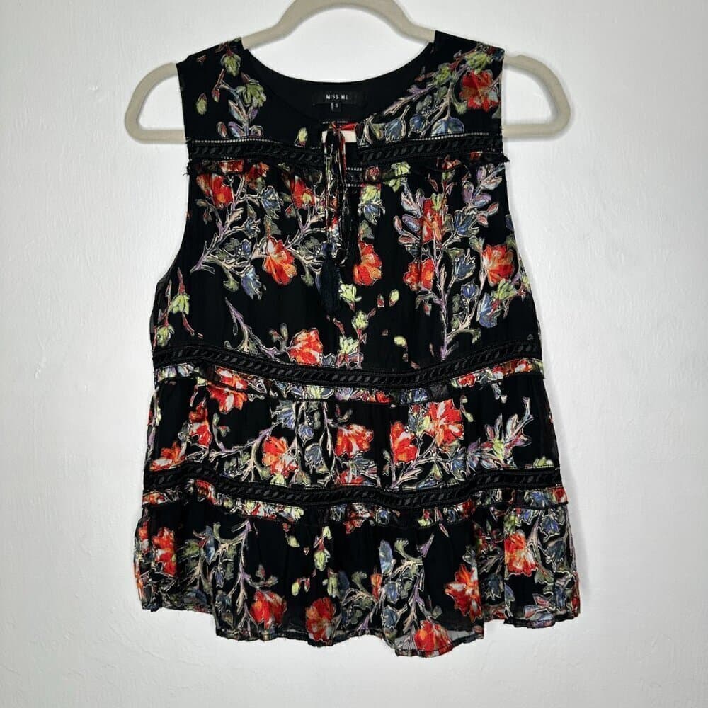 Miss Me from Buckle Floral Satin Tank Top Size S - Thumbnail 2