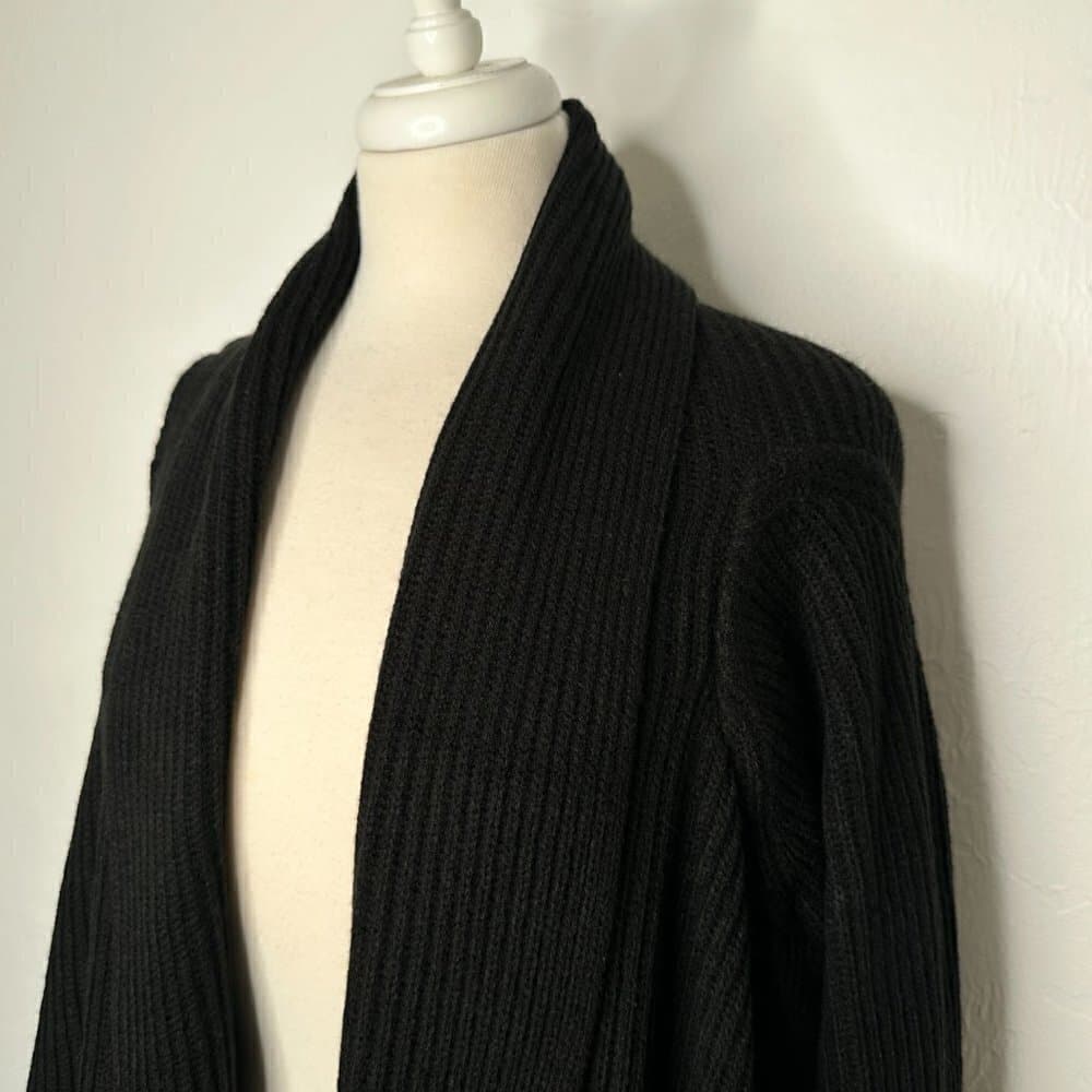 Joan Rivers NEW Plush Ribbed Waterfall Front Cardigan Black Small NWOT - Thumbnail 4