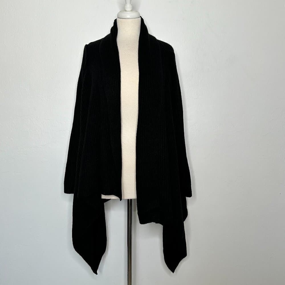 Joan Rivers NEW Plush Ribbed Waterfall Front Cardigan Black Small NWOT - Thumbnail 3