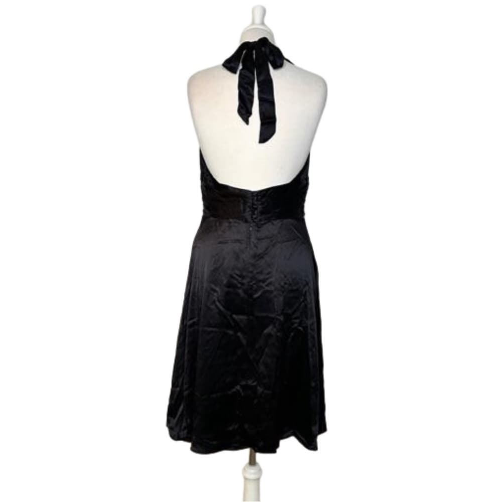 Molly Young in Heart Black 100% Silk Halter Dress Size 12 NEW NWT - Thumbnail 3