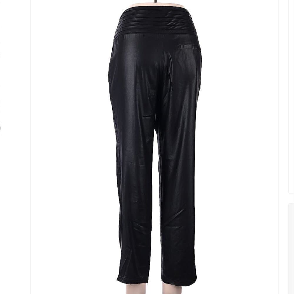 Javier SIMORRA Black Leather looking Casual Pants Size 8 - Thumbnail 2