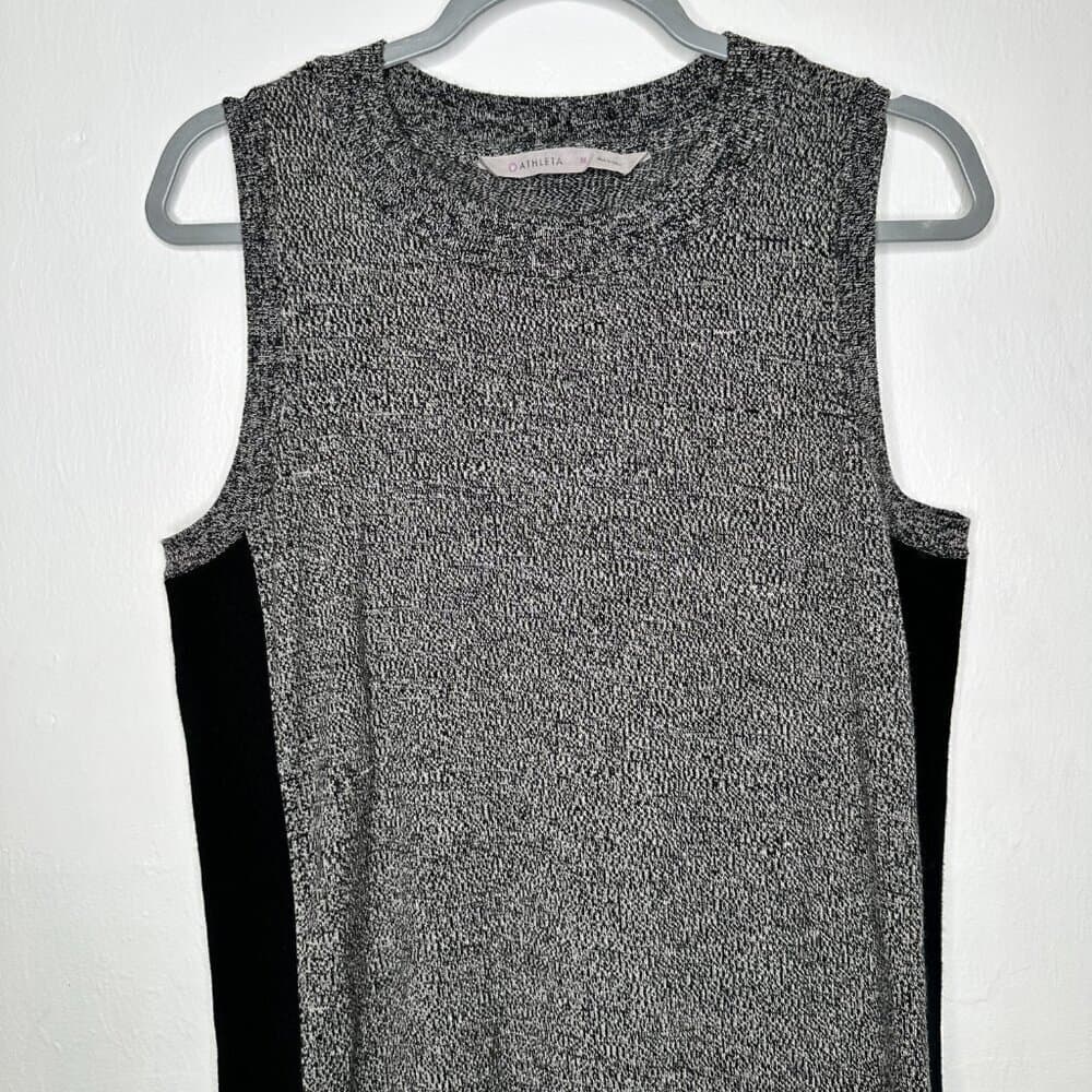 Athleta Merino Wool Sleeveless Sweater Dress Gray Black Marled Layering Size M - Thumbnail 3