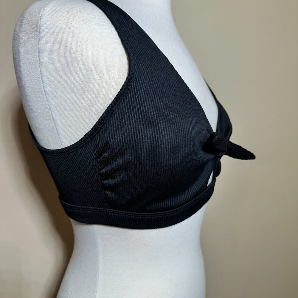 Old Navy Black Textured-Rib Cutout Tie-Front Bikini Swim Top NWOT - Thumbnail 3