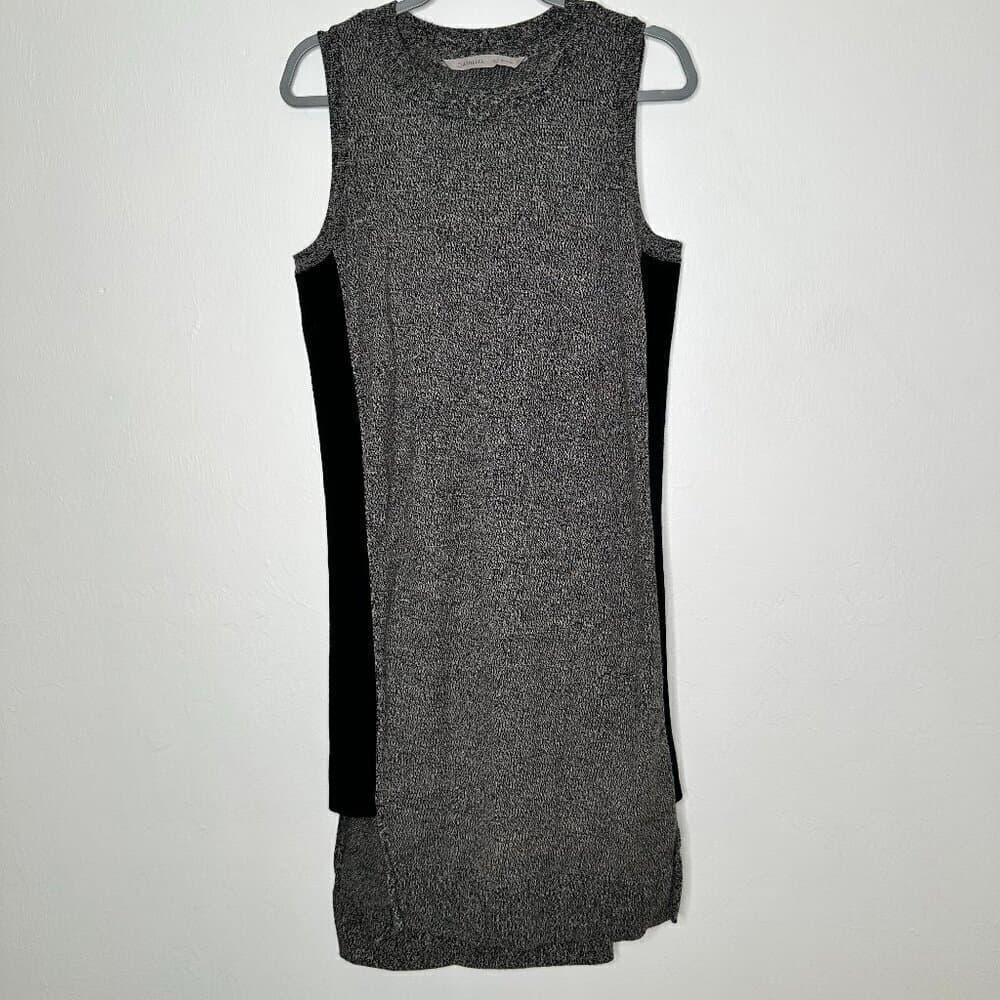 Athleta Merino Wool Sleeveless Sweater Dress Gray Black Marled Layering Size M - Thumbnail 2