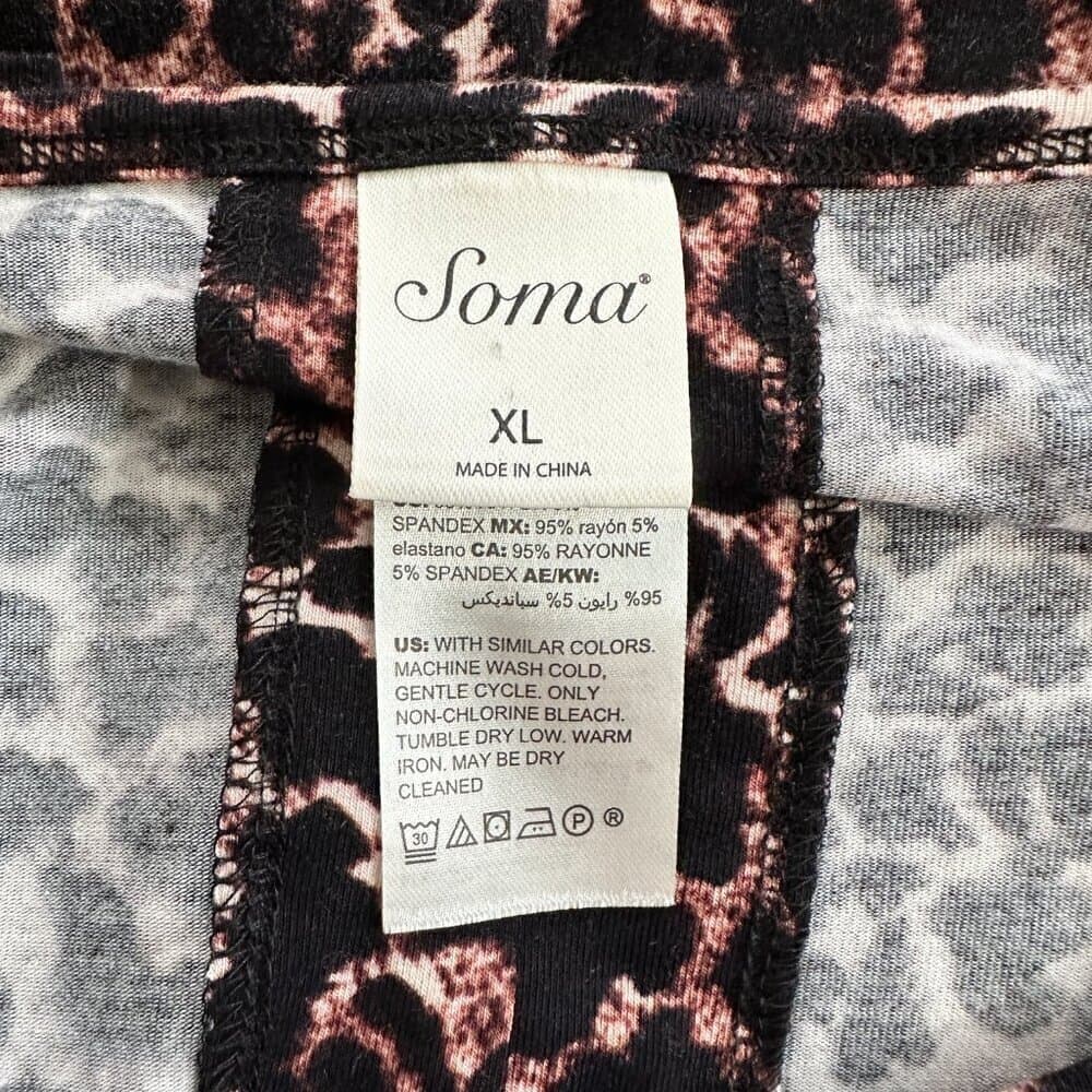 Soma Tunic Top Women XL Brown Soft Jersey Split Back 3/4 Sleeve Animal Print - Thumbnail 6