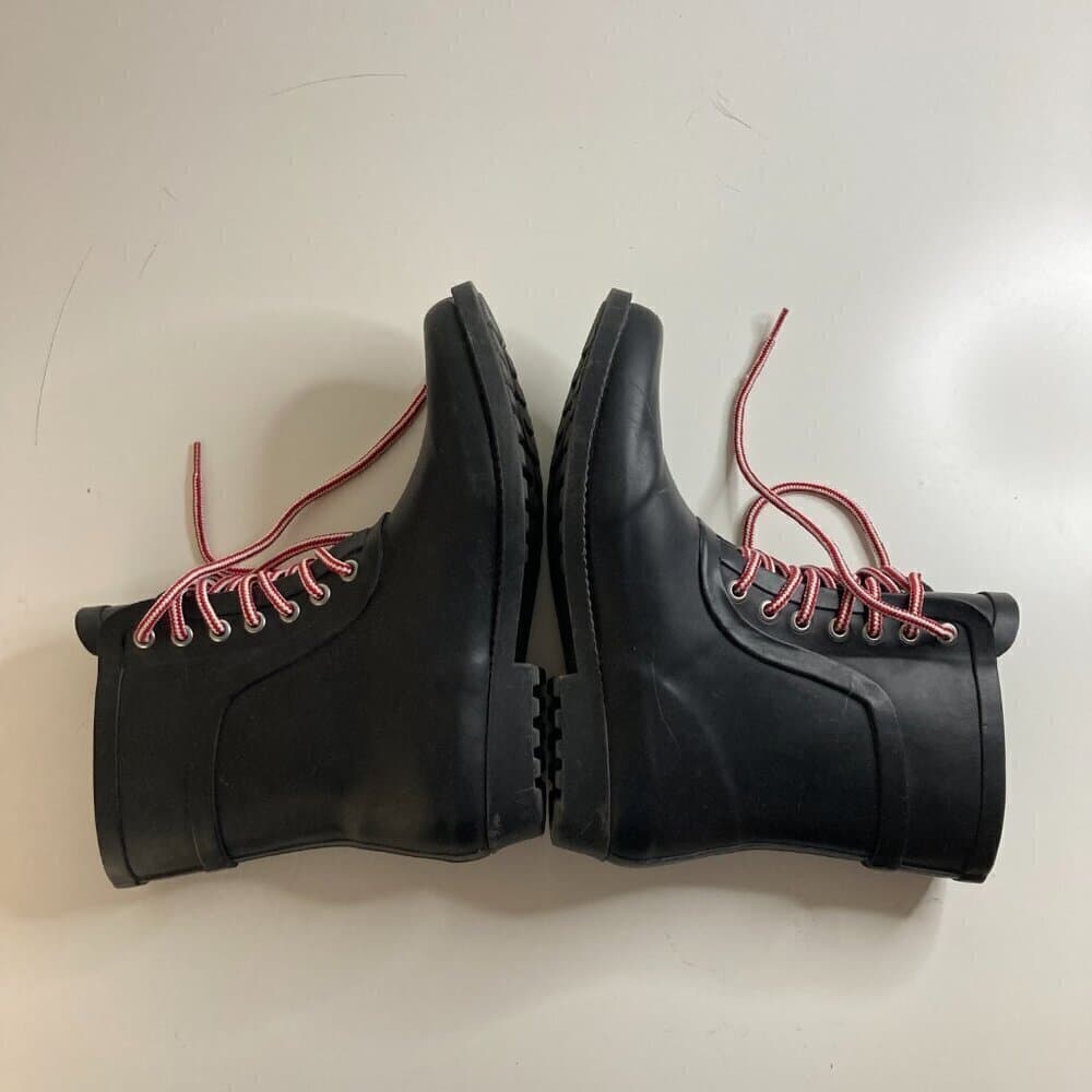J. Crew Black Lace-up Rain Boots Wellies Size 7 - Thumbnail 5